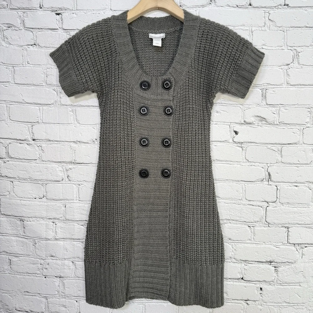 Soft‎ Surroundings City Sweater Tunic Size PXS Wool Blend Double Breasted Gray